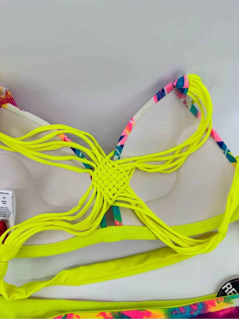 Gossip Neon Yellow Teal & Hot Pink Tie-Dye Bikini set size Large NWT - Picture 5 of 10